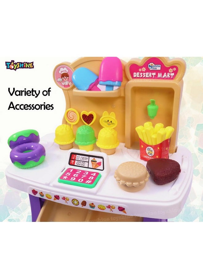 Toyshine - Toyshine Kid Supermarket Shop, 19 Pcs, With Sound Effects, Pink - Image 1