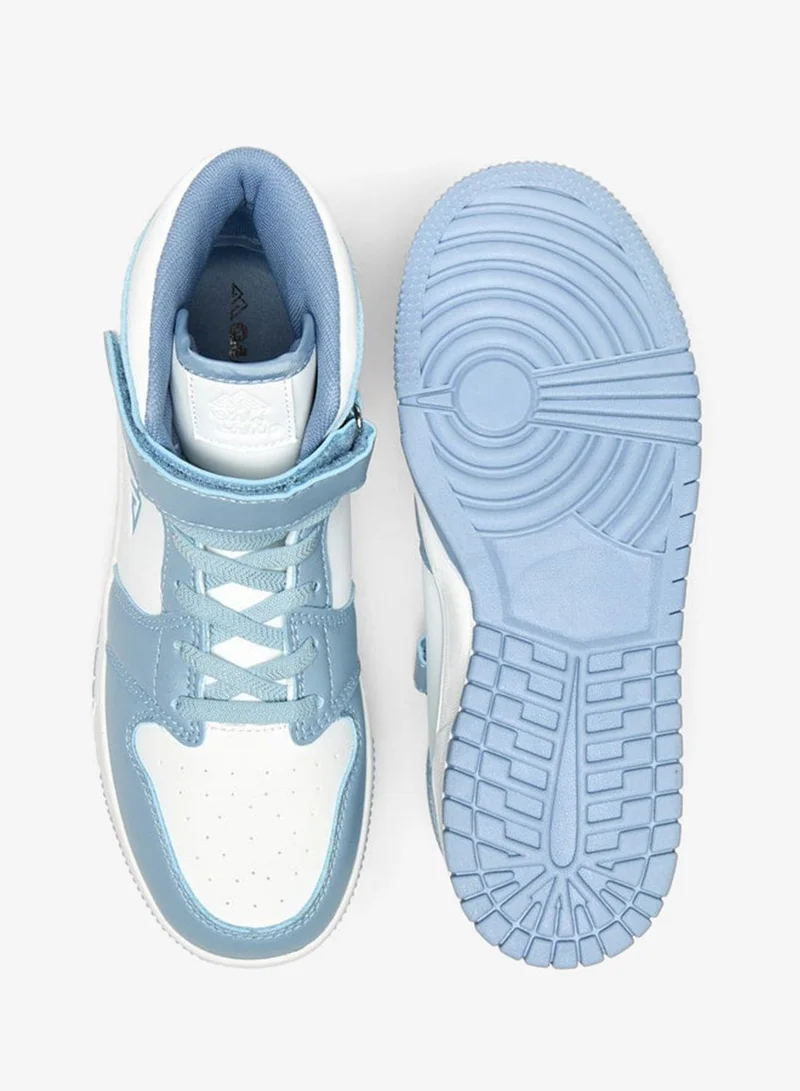 Oaklan By Shoexpress BLUE Panelled High Top School Sneakers With Hook And Loop Closure for Women | Best Price UAE