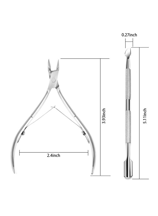 CYTHERIA Cuticle Trimmer With Pusher Silver - Image 5