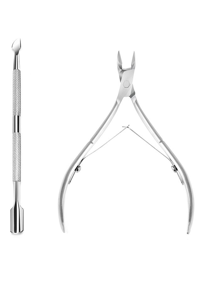 CYTHERIA Cuticle Trimmer With Pusher Silver - Image 1