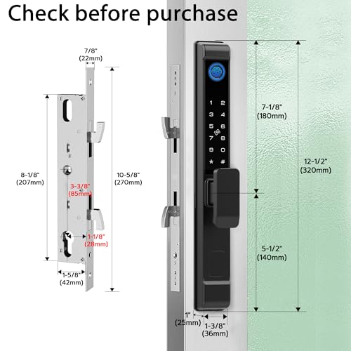 Elinksmart Slim Sliding Glass Door Lock 2885 Latch eLinkSmart Waterproof Keyless Mortise Smart Lock with Hook for Door Thickness 22110mm Aluminum Keypad Fingerprint for Patio Door Tuya App - Image 3