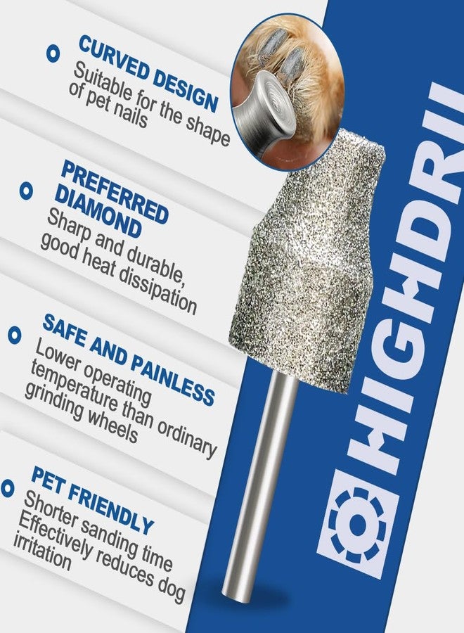 HIGHDRIL Diamond Rotary Nail Grinder Bits for Dog - 5PCS 1/8" Replacement Grinder Wheel for Pets Nail Care - Image 4
