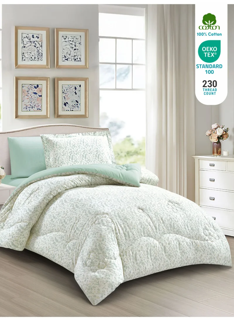 دوناتيلا طقم مفرش ناتشورال كولكشن مشجر 4 قطع مقاس مفرد ونص 140×200 قطن طبيعي 230 غرزة