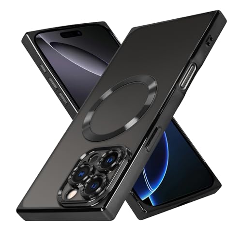 ZIYE Clear Magnetic Case for iPhone 16 Pro Max Case [Compatible with MagSafe] Luxury Slim Soft Shockproof Support Wireless Charging Phone Cover for Women Girls Girly-Black - Image 1
