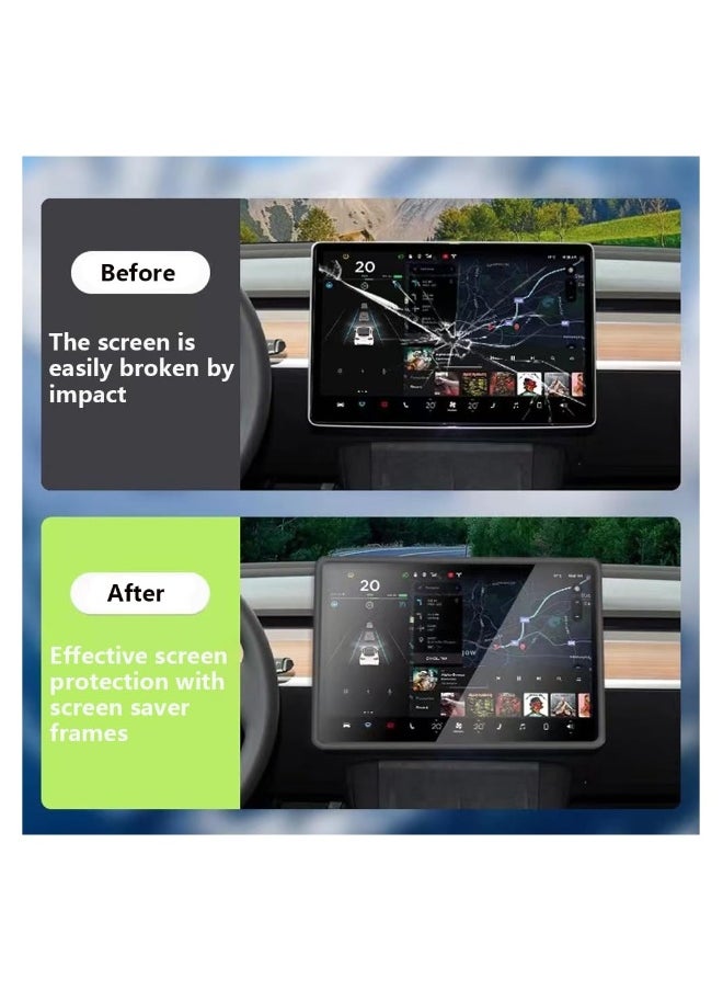 Generic - Screen Silicone Protective, Frame Compatible with Tesla Model Y / 3 Accessories Silicone Center Console Decoration Protects Screen from Shatters and Crashes, Anti-Glare Anti-Fingerprint (Black) - Image 1