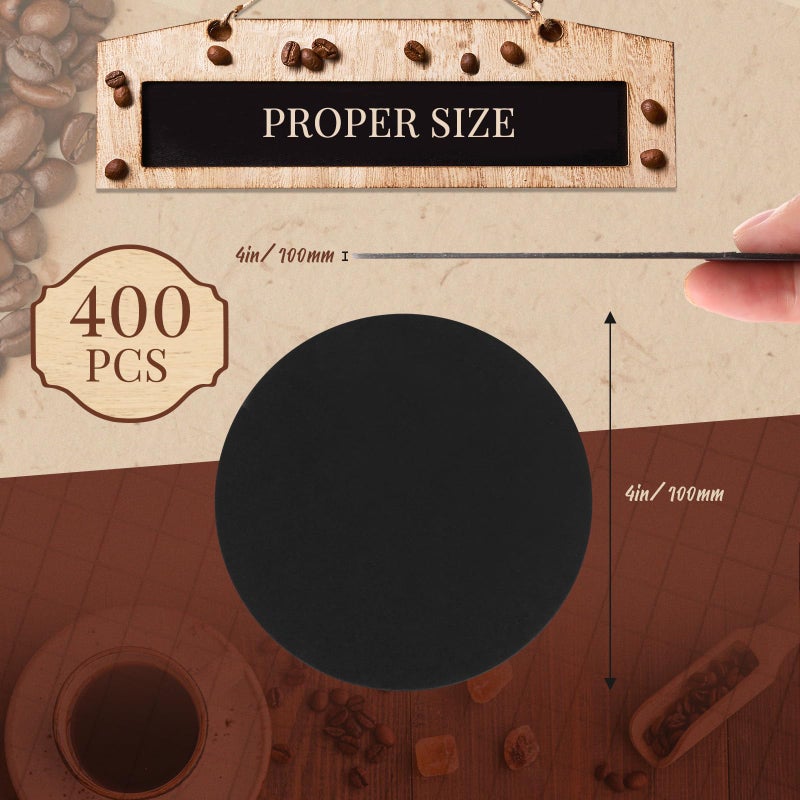 تاوباري TAOBARY 400 PCS قابلة للتخلص من الوقايات الورقية بالجملة من الوقايات من الورق المقوى 4 بوصة للمشروبات DIY Crafts Arts Bar Wedding (Black) - Image 2