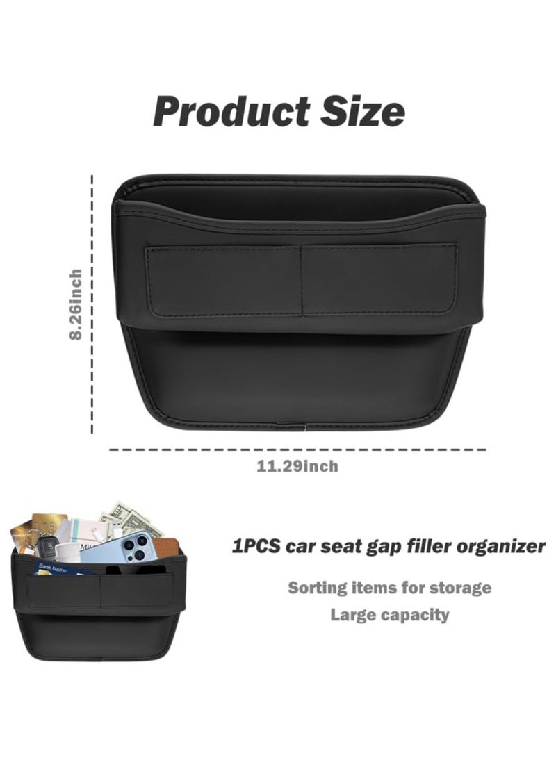 منظم ملء فراغ مقعد السيارة الجلد مع حامل بطاقات وفتحة شحن لمقعد السيارة الأمامي - Image 5