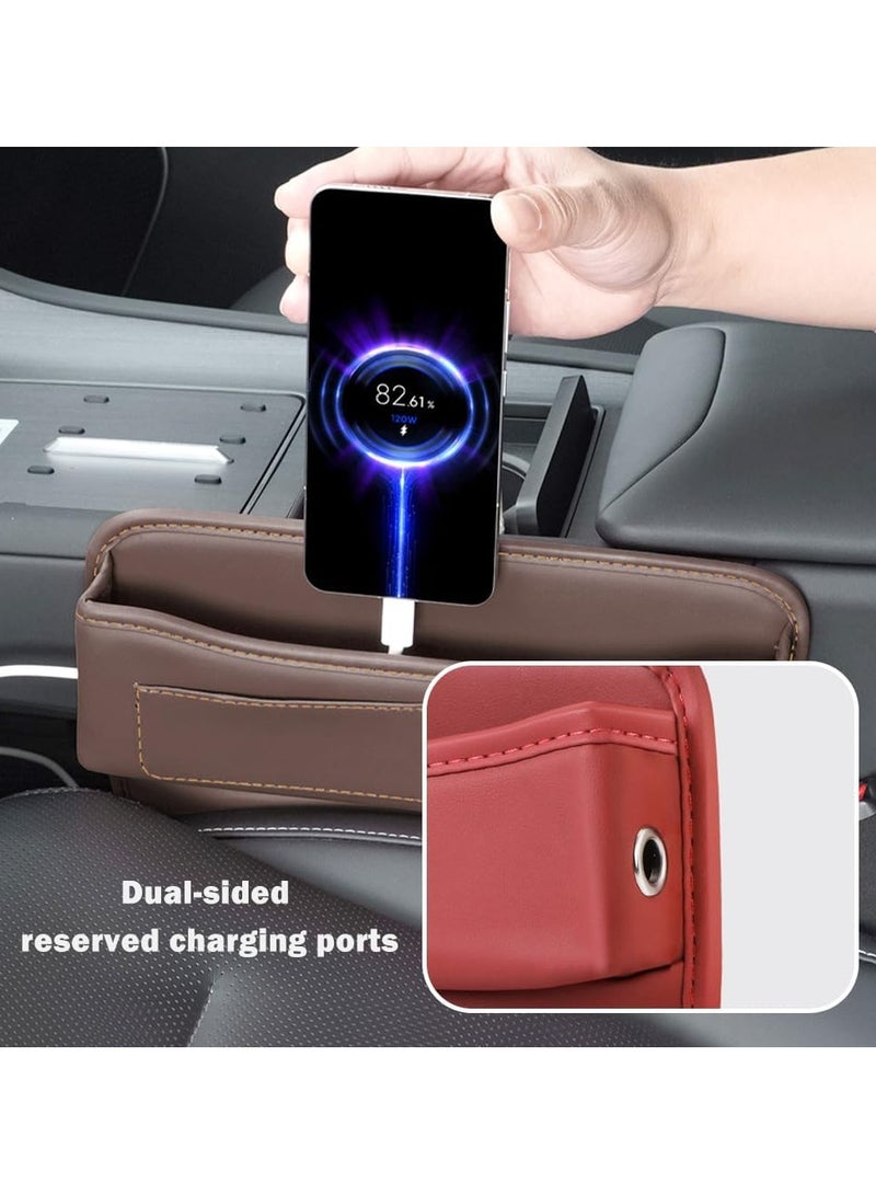 منظم ملء فراغ مقعد السيارة الجلد مع حامل بطاقات وفتحة شحن لمقعد السيارة الأمامي - Image 2