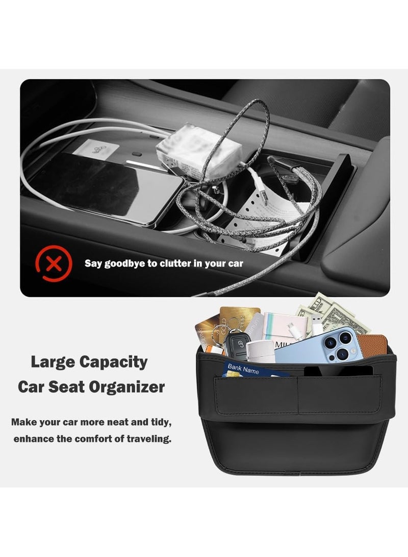 منظم ملء فراغ مقعد السيارة الجلد مع حامل بطاقات وفتحة شحن لمقعد السيارة الأمامي - Image 3