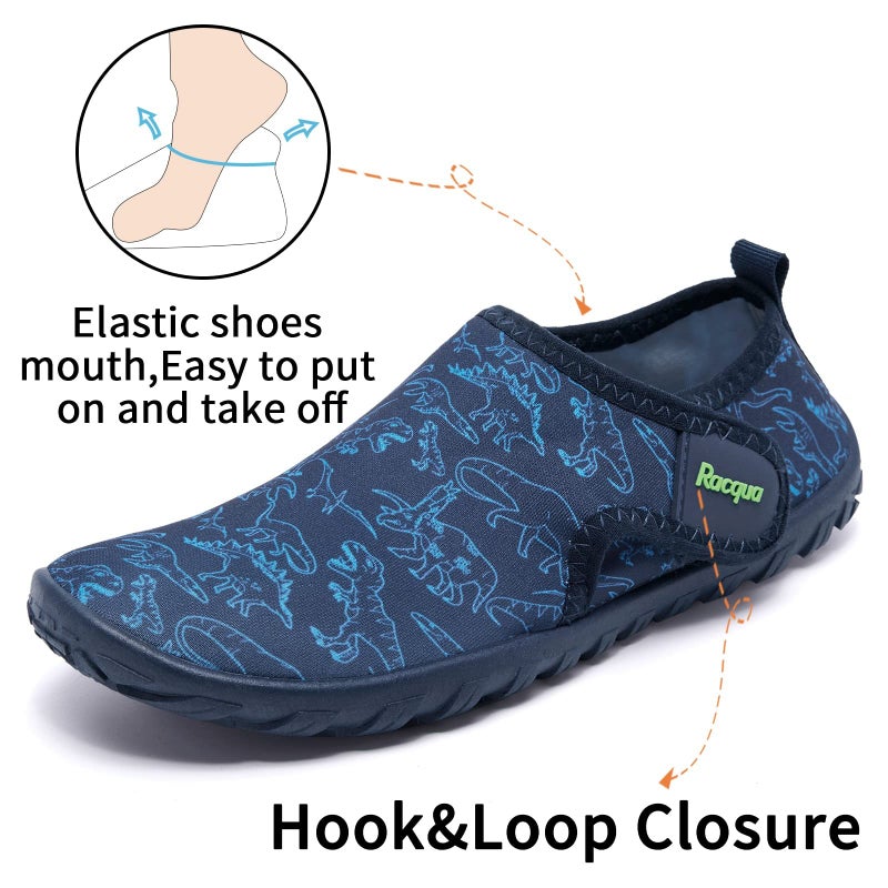 Racqua Kids Water Shoes Boys Girls Barefoot Quick Dry Lightweight Beach Sport Aqua Swim Pool Walking Surfing Boating Shoes Big Kid Dinosaur 2 - Image 4