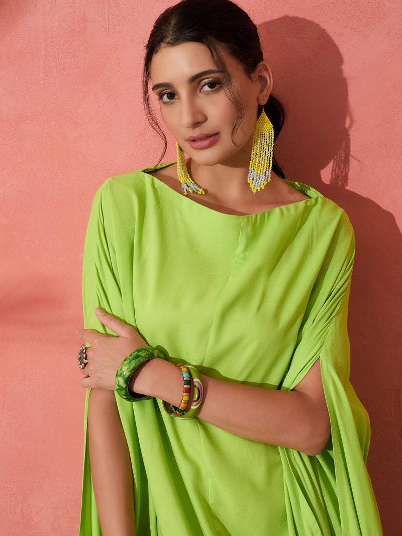 InWeave Lime Green Rayon COWEL Style Kaftan - Image 4