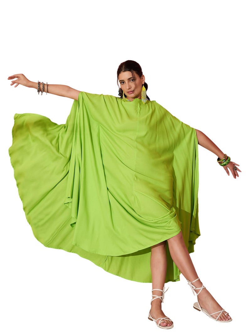 InWeave Lime Green Rayon COWEL Style Kaftan - Image 2