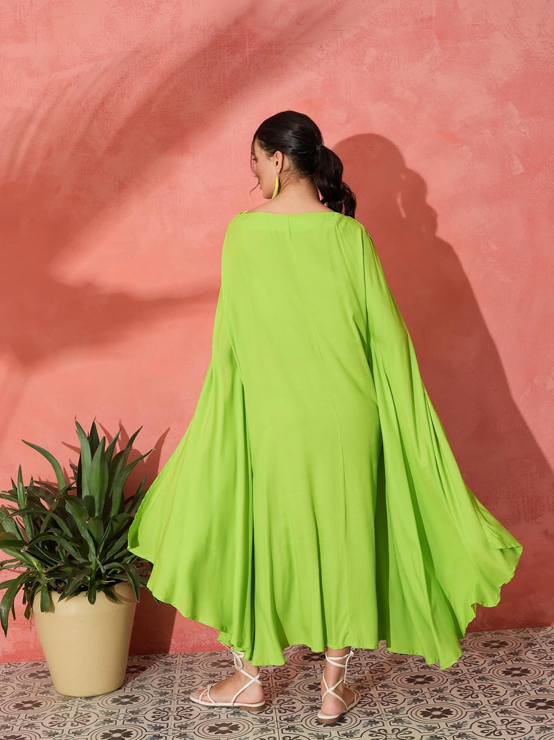 InWeave Lime Green Rayon COWEL Style Kaftan - Image 3