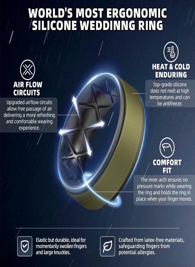 Egnaro Silicone Rings for Men 1/4/5/6/7 Multipack of Breathable Mens Silicone Rubber Wedding Rings Bands - Step Edge, 9.5-10, Silicone, No Gemstone - Image 2