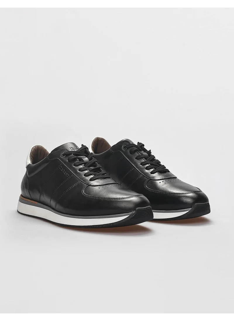 Cabani Leather Black Lace-Up Men's Sports Shoes