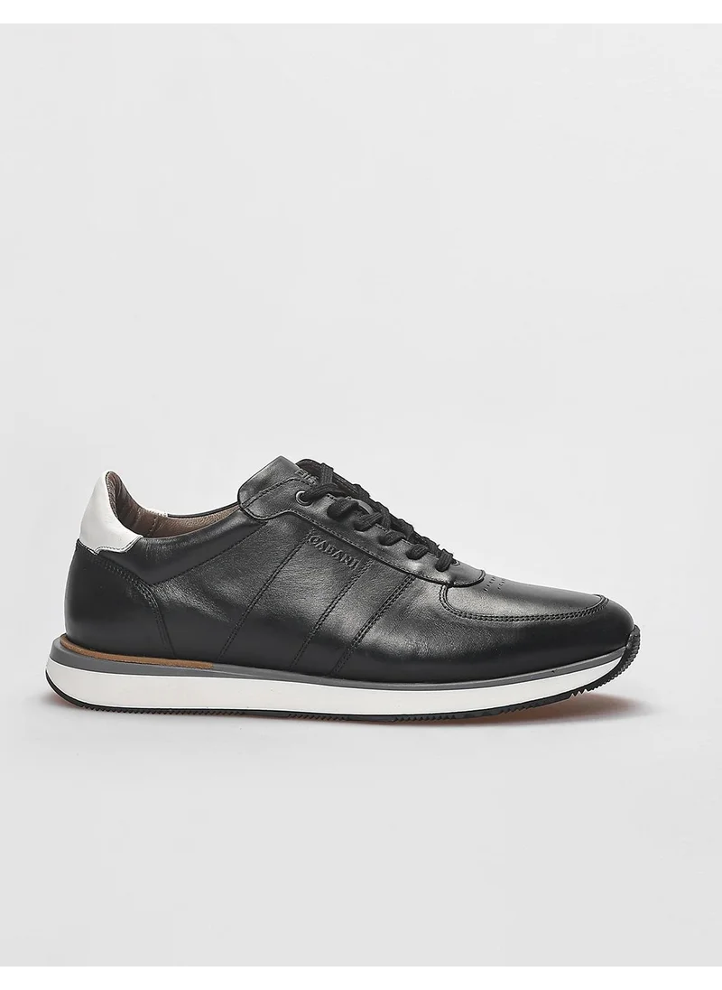 Cabani Leather Black Lace-Up Men's Sports Shoes