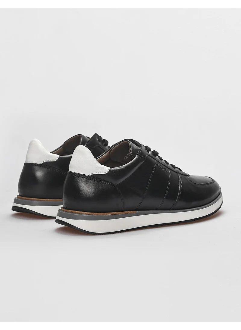 Cabani Leather Black Lace-Up Men's Sports Shoes