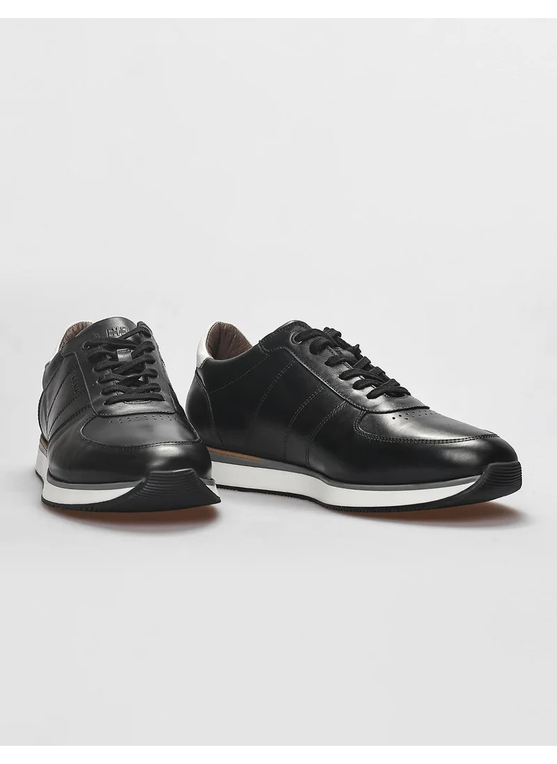 Cabani Leather Black Lace-Up Men's Sports Shoes