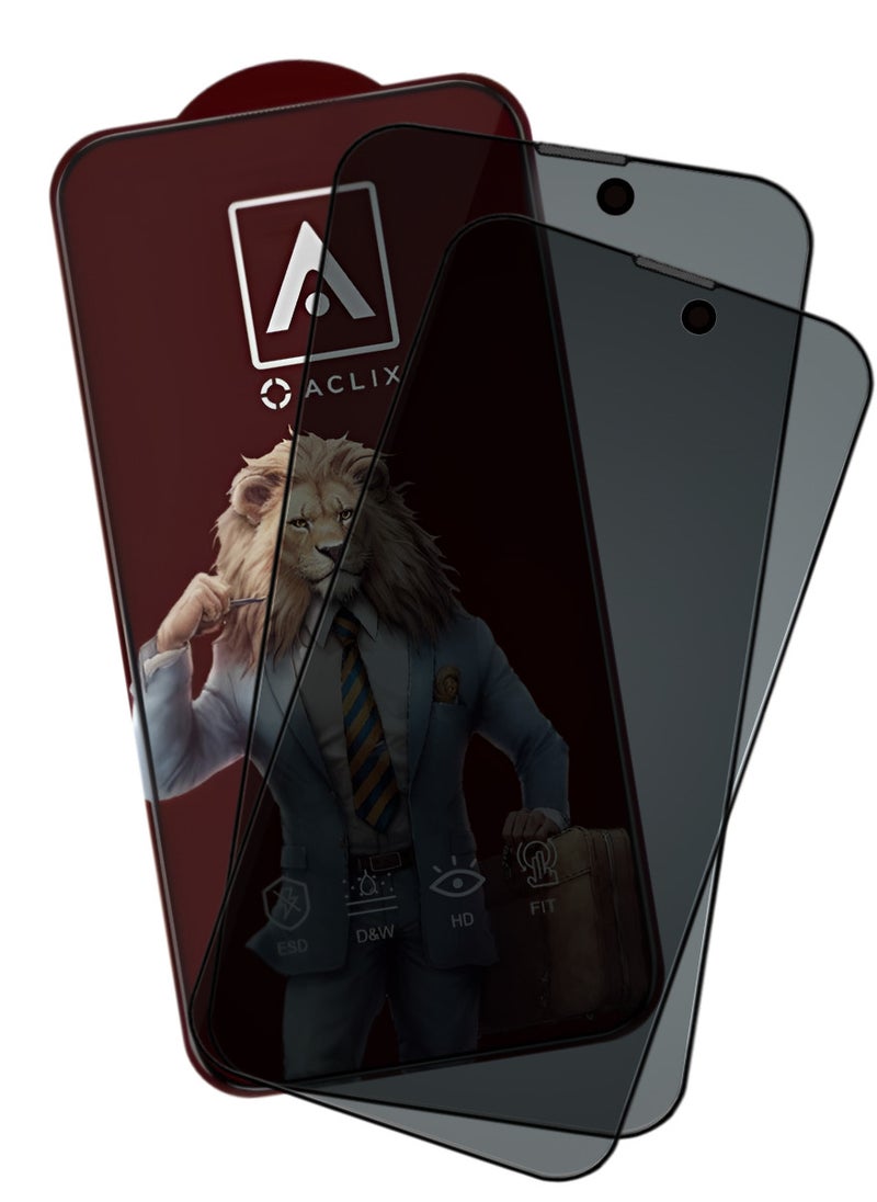 ACLIX 2 Pieces Antistatic ESD Dust Proof Premium Quality High Definition Anti-Spy Privacy Tempered Glass Screen Protector Designed For  iPhone 14 - Image 1
