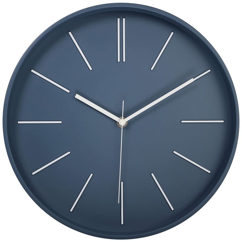 zyzamay Modern Wall Clock12 Inch Round Bright Colorful 3D Wall ClocksEasy to ReadSilent Non Ticking Quartz Battery Operated for KitchenLiving RoomBedroomFamily RoomDining RoomNavyBlue