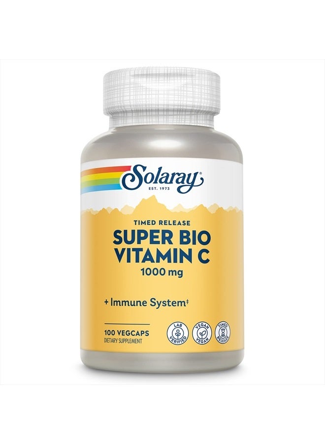 SOLARAY فيتامين سي سوبر بايو بوفيرد 1000 ملغ من سولاراي، إصدار مزدوج، إطلاق مؤقت لفيتامين سي مع البيوفلافونويد، مكمل دعم المناعة - امتصاص عالي، نباتي، ضمان 60 يوم، 50 حصة، 100 كبسولة نباتية - Image 1