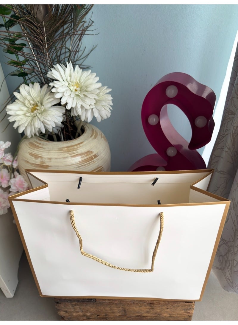Moon Berry White Large Size Gift Bags with Golden Border - Sold Per Pc - Image 2