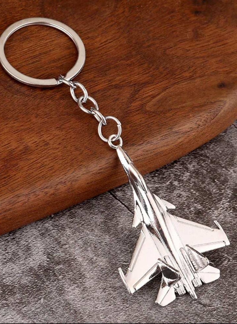 Generic Keychain  Airplane Shape Silver Color Zinc Alloy  - Image 1