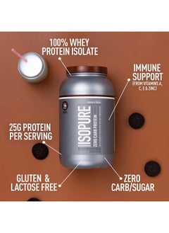 Isopure Zero Carb Whey Protein Isolate Powder With Vitamin C And Zinc For Immune Support, 25g Protein, And Keto Friendly, Cookies Cream - 1.36 KG  - Image 2