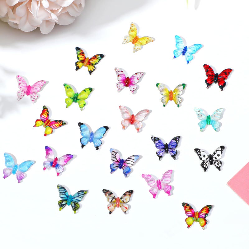 WLLHYF 200 Pcs Mini Resin Butterflies Tiny Butterfly Figurines for Crafts DIY Fairy Garden Dollhouse Micro Landscaping Decoration Nail Charms - Image 3