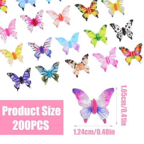 WLLHYF 200 Pcs Mini Resin Butterflies Tiny Butterfly Figurines for Crafts DIY Fairy Garden Dollhouse Micro Landscaping Decoration Nail Charms - Image 5