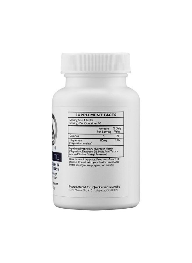 H2 Elite - Molecular Hydrogen for Energy + Metabolism Support, Water Tablets Perfect for Open Containers - Magnesium Malate Drink Additive (60 Molecular Hydrogen Tablets)