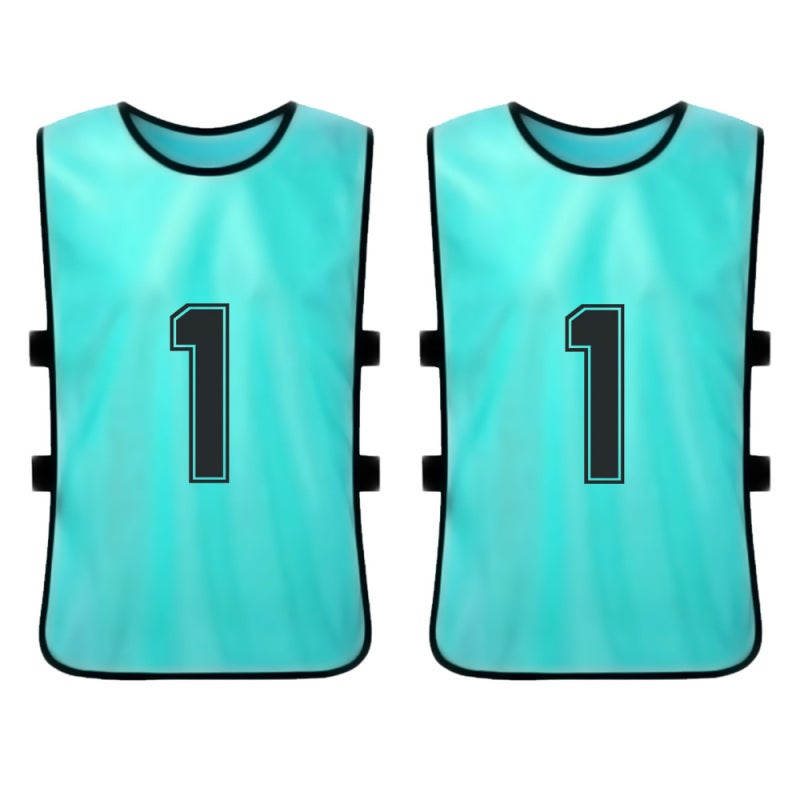 Kids Soccer Pinnies 12pcs Lake Blue Clear Front Back Numbers - Bright Colorfast Open Side Ventilation Soccer Scrimmage Vest for Youth Team Sports Training - Image 4