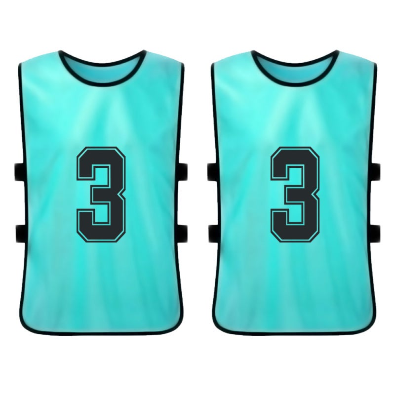Kids Soccer Pinnies 12pcs Lake Blue Clear Front Back Numbers - Bright Colorfast Open Side Ventilation Soccer Scrimmage Vest for Youth Team Sports Training - Image 5