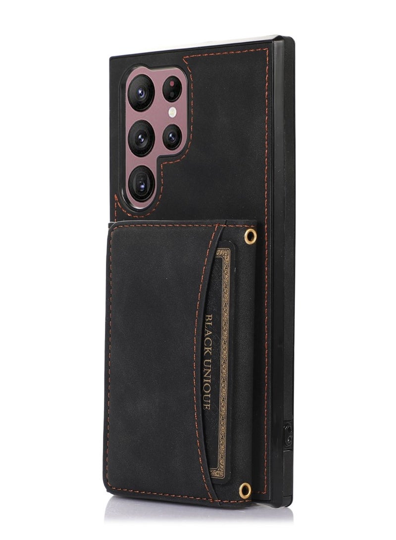 Suteni Back Cover Card Slots Leather Phone Case for Samsung - Image 1