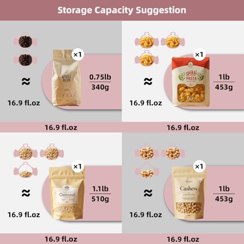 DIF DECO Cute Storage Jars with Lid, Unique Candy Shape Ceramic Food Container, Cookie Canister for Snacks, Coffee Bean, Sugar, Tea, Spices, Beans, Cereal, Nuts - 500 ml / 16.9 oz (Pink Stripes) - Image 4