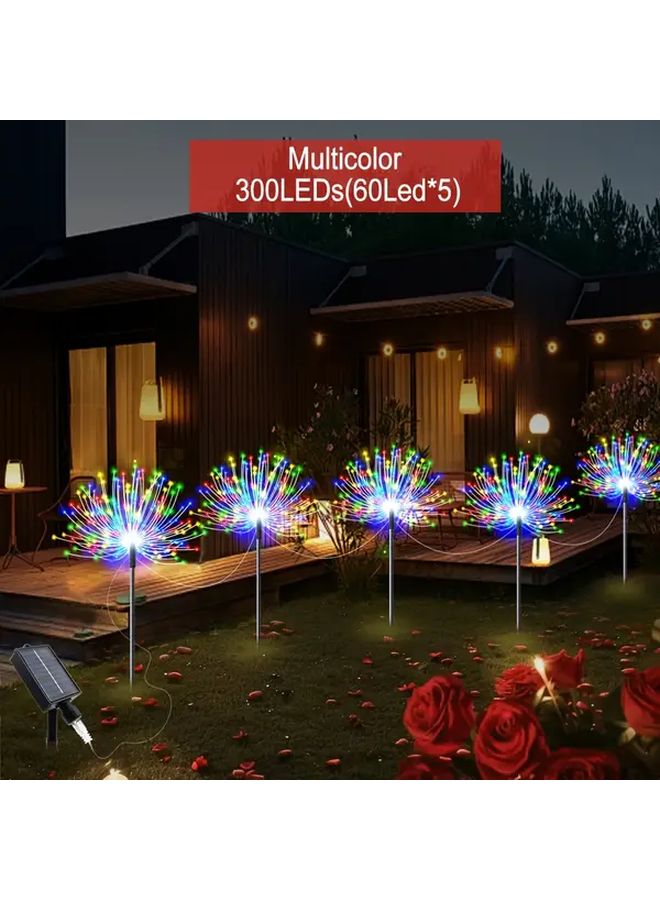 5 قطع 300 مصباح LED أضواء الجنيات الشمسية 8 أوضاع زينة خارجية لحديقة متعددة الألوان - Image 1