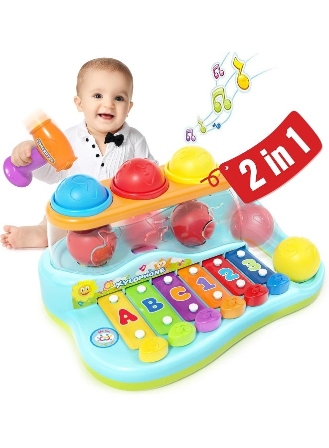 HOLA Pop 'N Play Music Center 3In1 Montessori Toy, Pounding Game, Color Matching, Xylophone, Rainbow Piano Keys, Educational Features For Sensory Development, Hand-Eye Coordination, Early Music Learning 18M+ - Image 1