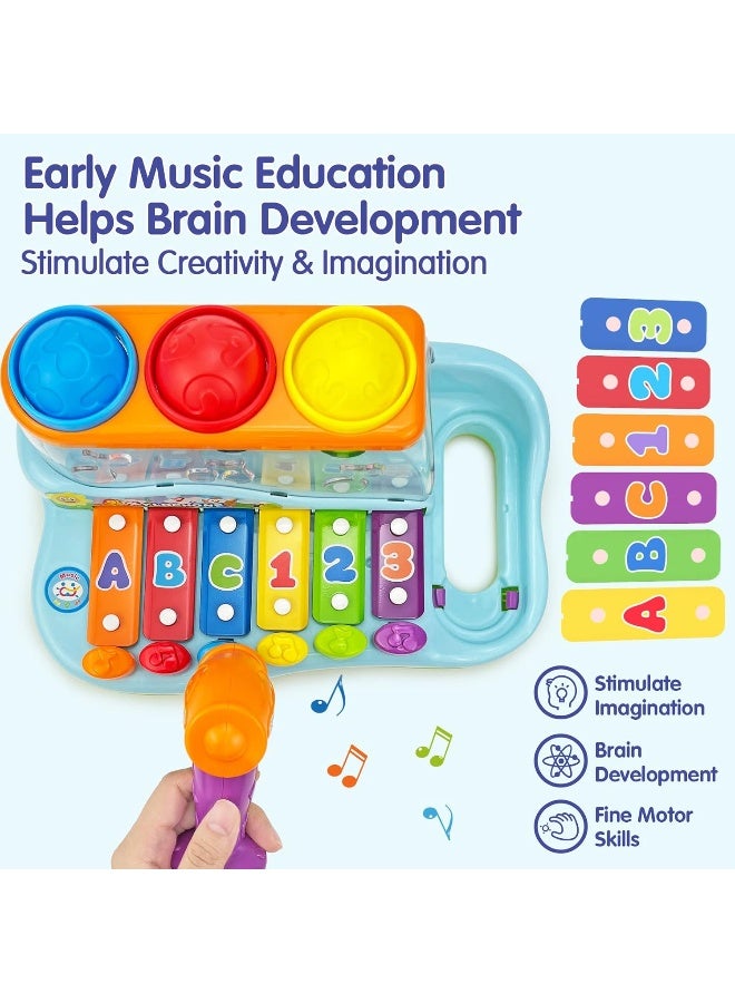 HOLA Pop 'N Play Music Center 3In1 Montessori Toy, Pounding Game, Color Matching, Xylophone, Rainbow Piano Keys, Educational Features For Sensory Development, Hand-Eye Coordination, Early Music Learning 18M+ - Image 3