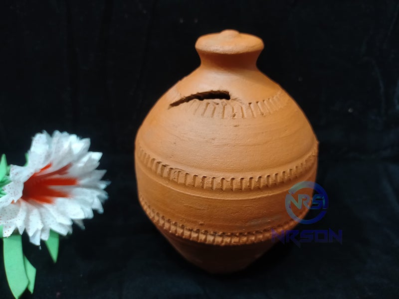 NRSON® Coin Bank |Terracotta Mitti Cool Gullak |Mitti Ki Gullak for Kids [Pack of 1 ] Brown Color - Image 5