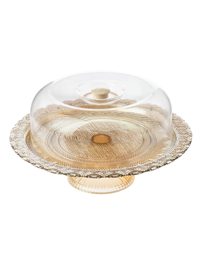 Dania Base glass cake plate with lidDark amber Round Multicolor 30 x 10 cm  - Image 1