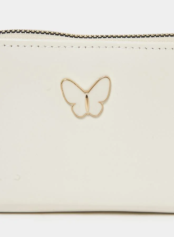 Styli Embellished Butterfly Wallet with Pompom