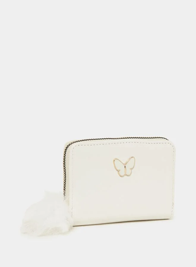 Styli Embellished Butterfly Wallet with Pompom