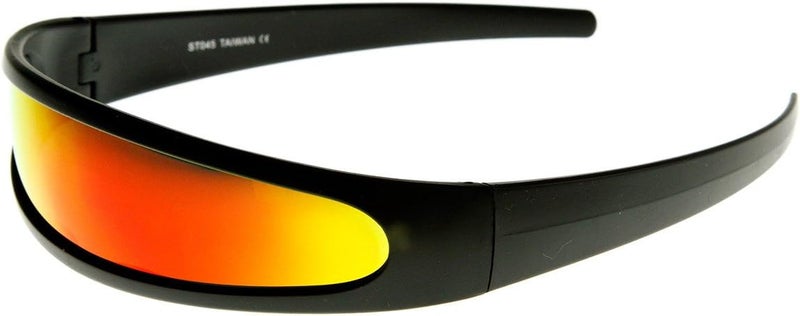 zeroUV Store - Futuristic Narrow Cyclops Color Mirrored Lens Visor Sunglasses - Image 3