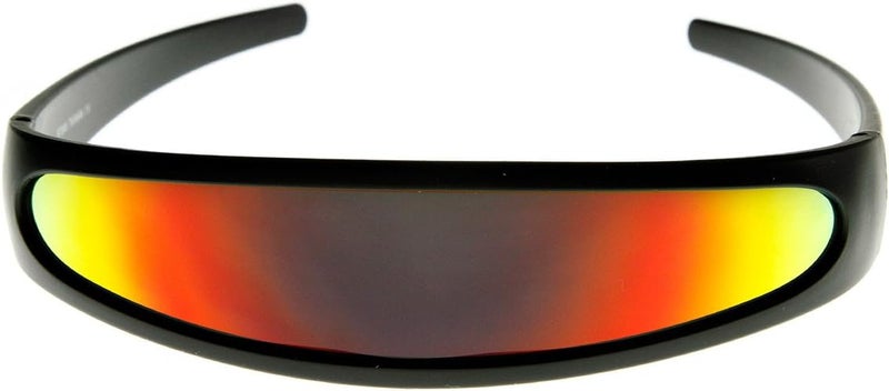 zeroUV Store - Futuristic Narrow Cyclops Color Mirrored Lens Visor Sunglasses - Image 2