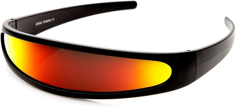 zeroUV Store - Futuristic Narrow Cyclops Color Mirrored Lens Visor Sunglasses - Image 1