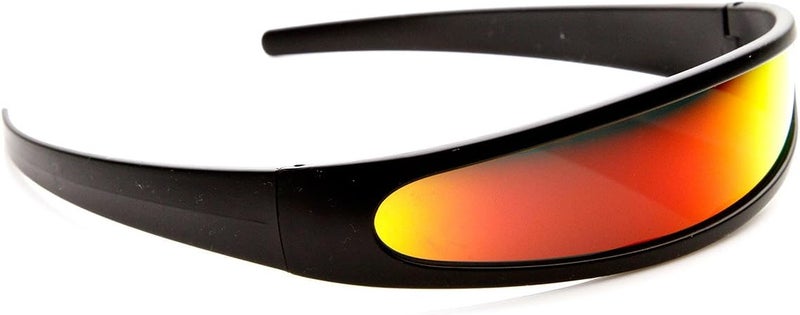 zeroUV Store - Futuristic Narrow Cyclops Color Mirrored Lens Visor Sunglasses - Image 4