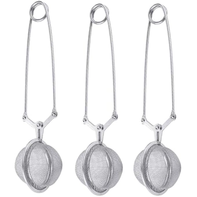 3 Pcs Stainless Steel Tea Infuser Ball With Handle 45Cm Mesh Strainer 15Cm Total Length Durable Kitchen Accessory