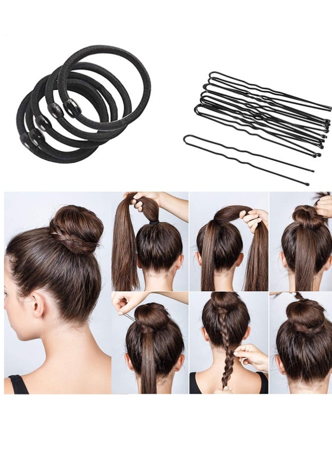 QINGYAN 7 Hair Bun Makers Set, Black Buns Shaper Hair Styling Accessories Kit with 5 Bands and 20 Bun Pins, Donut Ring Style Chignon Bun Maker,  (2 Small 2 Medium 2 Large 1 Extra-Large) - Image 3