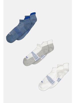 Men 3 Pairs Brand Logo Socks, Multicolor