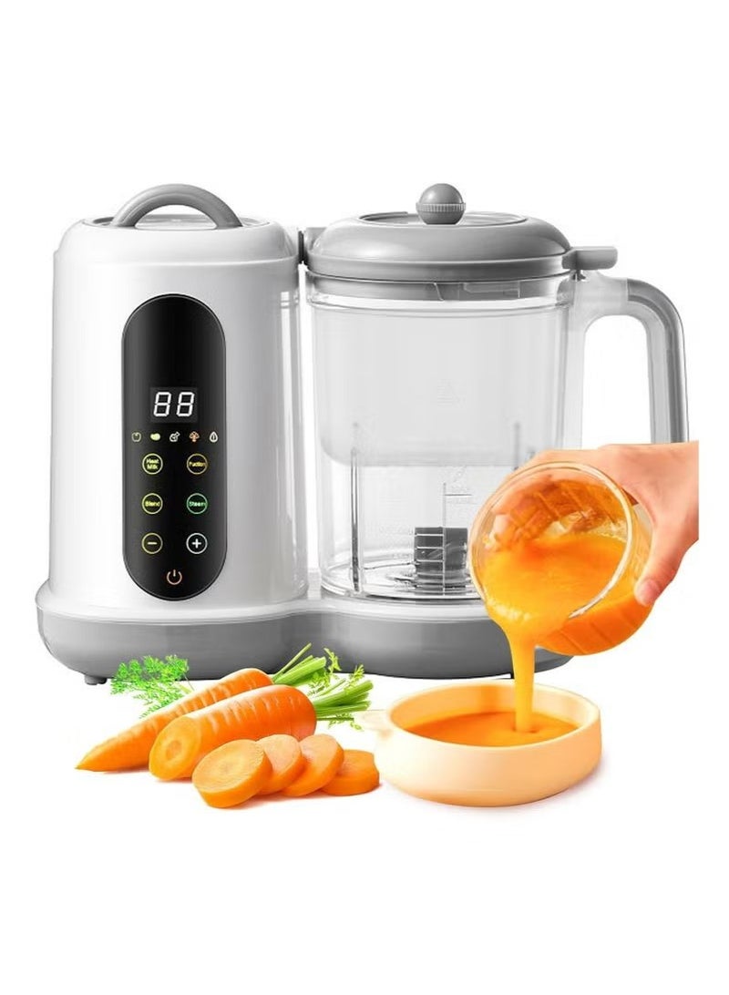 الدليبن جهاز تحضير طعام الأطفال 5 في 1، معالج طعام الأطفال متعدد الوظائف، خلاط بخار طعام الأطفال مع خاصية التنظيف الذاتي وشاشة لمس للتحكم في الطعام للأطفال الرضع، جهاز طحن الطعام متعدد الاستخدامات، طبخ وتحريك تلقائي، وظيفة توقيت (أبيض) - Image 1